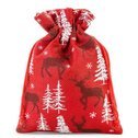 Jute gift bag with print (red / reindeer)